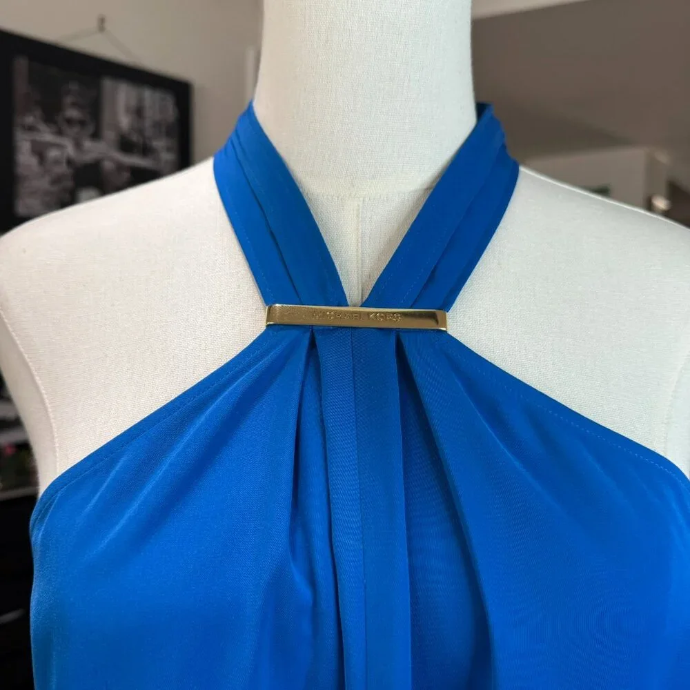 Michael Kors Metal Trim Halter Top rich blue color.  Size:XS
